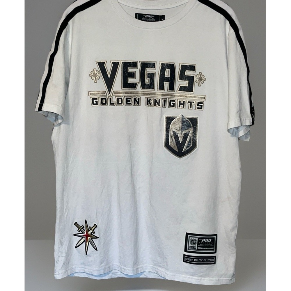 VEGAS GOLDEN KNIGHTS MEN'S PRO STANDARD SINGLE‎ JERSEY STRIPED T 2-sided MEDIUM